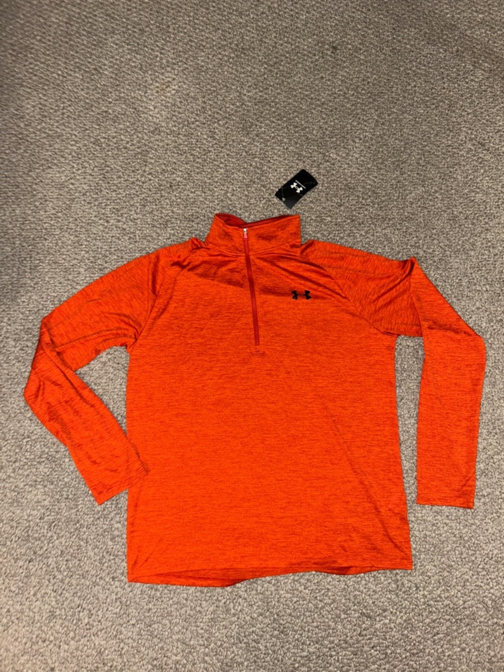 Under Armour Orange Heather 1/4 Zip Long-Sleeve Pullover